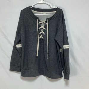 POL Medium Charcoal Lace-Up Sweatshirt